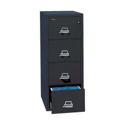 FireKing File Cabinets<Fire King 1-Hour Fire Resistant Vertical File Cabinet, Legal, 4-Drawer, Black, 31 1/2"D, Truck to Loading Dock