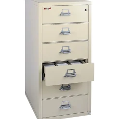 FireKing File Cabinets<Card, Check and Note File, 6-Drawer, Parchment