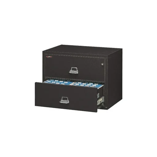 FireKing File Cabinets<Classic 2-Drawer Lateral File Cabinet, Fire Resistant, Letter/Legal, Black, 31.19"W (2-3122-CBL)