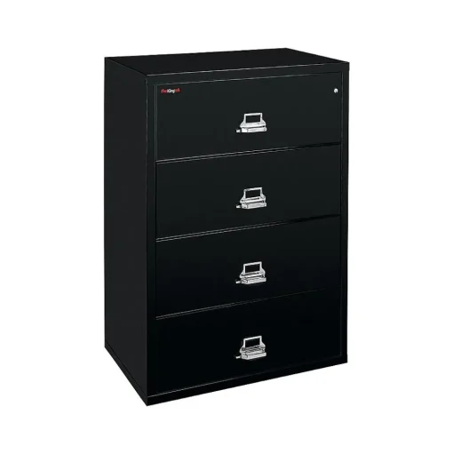 FireKing File Cabinets<Classic 4-Drawer Lateral File Cabinet, Fire Resistant, Letter/Legal, Black, 31.19"W (4-3122-CBL)