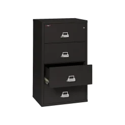 FireKing File Cabinets<Classic 4-Drawer Lateral File Cabinet, Fire Resistant, Letter/Legal, Black, 31.19"W (4-3122-CBL)