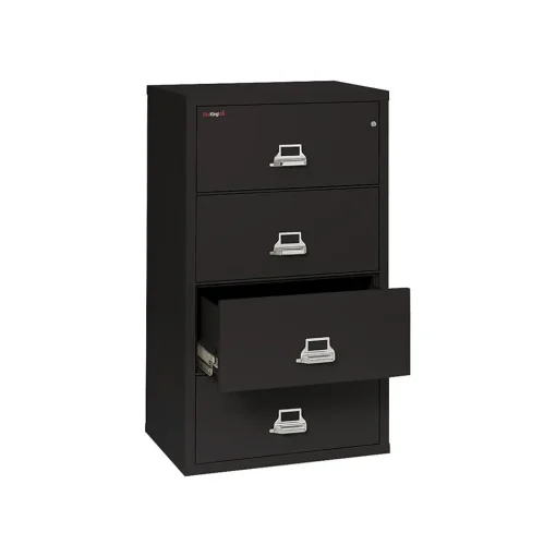 FireKing File Cabinets<Classic 4-Drawer Lateral File Cabinet, Fire Resistant, Letter/Legal, Black, 31.19"W (4-3122-CBL)