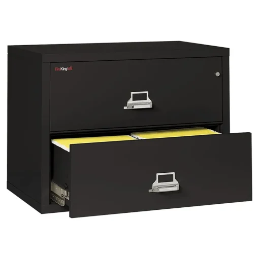 FireKing File Cabinets<Classic 2-Drawer Lateral File Cabinet, Fire Resistant, Letter/Legal, Black, 37.5"W (2-3822-CBL)