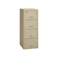FireKing File Cabinets<Classic 4-Drawer Vertical File Cabinet, Fire Resistant, Legal, Parchment, 25.06"D (4-2125-CPA)