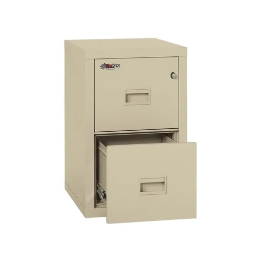 FireKing File Cabinets<Dock to Dock 2-Drawer Mobile Vertical File Cabinet, Letter/Legal, Lockable, Fire Resistant, Parchment (2R1822-CPA)