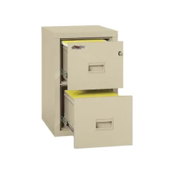 FireKing File Cabinets<Dock to Dock 2-Drawer Mobile Vertical File Cabinet, Letter/Legal, Lockable, Fire Resistant, Parchment (2R1822-CPA)