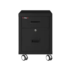 FireKing File Cabinets<2-Drawer Mobile Vertical File Cabinet, Letter/Legal Size, Lockable, Fire Resistant, Black (2M1822-1BL)
