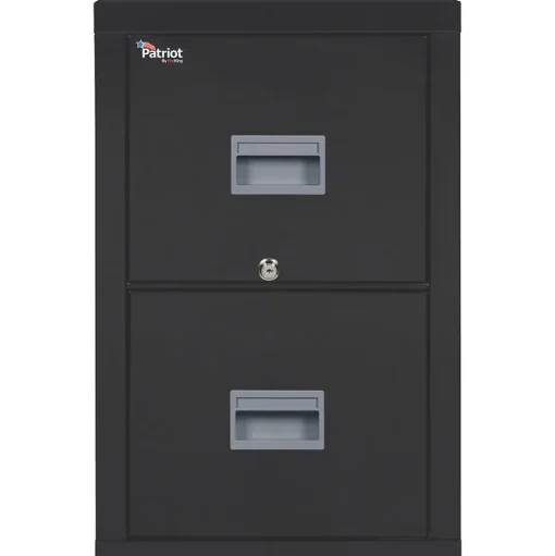FireKing File Cabinets<® 2-Drawer Vertical File Cabinet, Letter, Black, 32"D (2P1831CBLI)