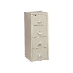FireKing File Cabinets<4-Drawer Vertical File Cabinet, Legal Size, Lockable, Fire Resistant, 57"H x 21.25"W x 32"D, Parchment (421572PA)