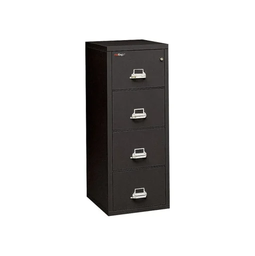 FireKing File Cabinets<2-Hour Fire Resistant Vertical File Cabinet, Letter, 4-Drawer, Black, 56 3/16"H x 19"W x 31 3/16"D, Inside Delivery