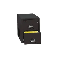 FireKing File Cabinets<1-Hour Fire Resistant Vertical Cabinet, Letter, 2-Drawer, Black, 27 3/4"H x 17 3/4"W x 31 9/16"D, Truck to Loading Dock