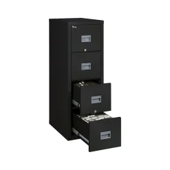 FireKing File Cabinets<Patriot 4-Drawer Vertical File Cabinet, Fire Resistant, Letter/Legal, Black, 25"D (4P1825-CBL)