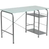 Flash Furniture Computer Desks<47" Glass Computer Desks Silk, White/Silver (NANWK086)