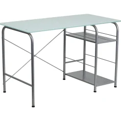 Flash Furniture Computer Desks<47" Glass Computer Desks Silk, White/Silver (NANWK086)