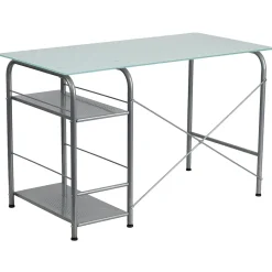 Flash Furniture Computer Desks<47" Glass Computer Desks Silk, White/Silver (NANWK086)