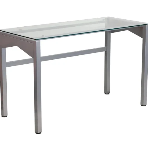 Flash Furniture Computer Desks<47" Glass Glass Computer Desks Clear/Silver (NANYLCD1219)