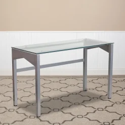 Flash Furniture Computer Desks<47" Glass Glass Computer Desks Clear/Silver (NANYLCD1219)