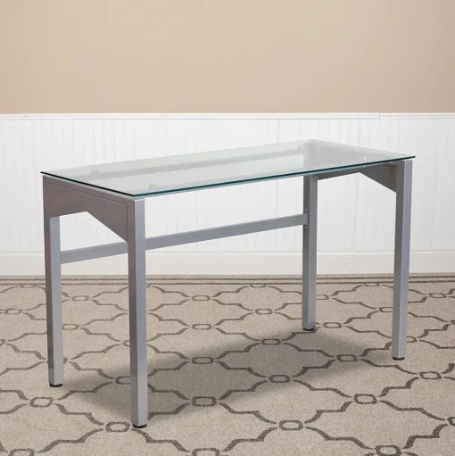 Flash Furniture Computer Desks<47" Glass Glass Computer Desks Clear/Silver (NANYLCD1219)