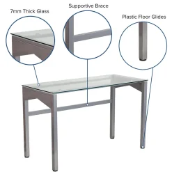 Flash Furniture Computer Desks<47" Glass Glass Computer Desks Clear/Silver (NANYLCD1219)