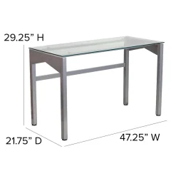 Flash Furniture Computer Desks<47" Glass Glass Computer Desks Clear/Silver (NANYLCD1219)