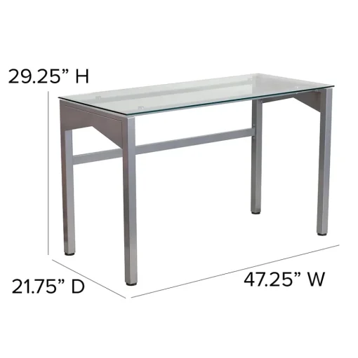 Flash Furniture Computer Desks<47" Glass Glass Computer Desks Clear/Silver (NANYLCD1219)