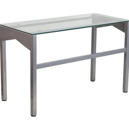Flash Furniture Computer Desks<47" Glass Glass Computer Desks Clear/Silver (NANYLCD1219)
