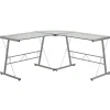 Flash Furniture Computer Desks<84" Glass L-Shape Computer Desk, Clear/Silver (NANCD22181)
