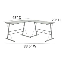Flash Furniture Computer Desks<84" Glass L-Shape Computer Desk, Clear/Silver (NANCD22181)