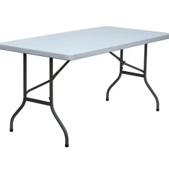 Flash Furniture Folding Tables<60" x 30" Plastic Rectangular Folding Table, Granite White, 6/Pack
