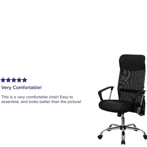 Flash Furniture Office Chairs<Abney Ergonomic Leather and Mesh Swivel High Back Task Office Chair, Black (BT905)