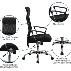 Flash Furniture Office Chairs<Abney Ergonomic Leather and Mesh Swivel High Back Task Office Chair, Black (BT905)