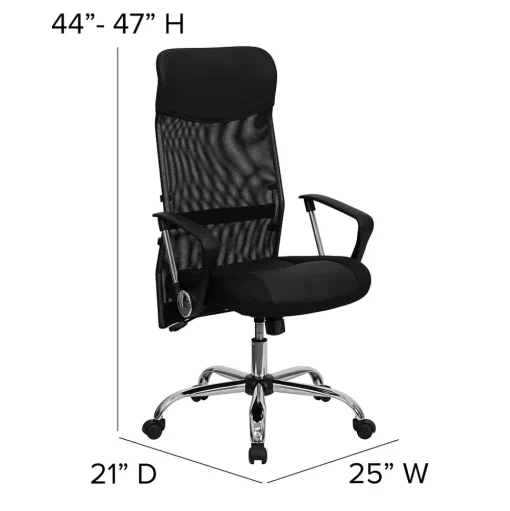 Flash Furniture Office Chairs<Abney Ergonomic Leather and Mesh Swivel High Back Task Office Chair, Black (BT905)