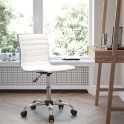 Flash Furniture Office Chairs<Alan Armless Vinyl Swivel Low Back Task Office Chair, White/Chrome (DS512BWH)