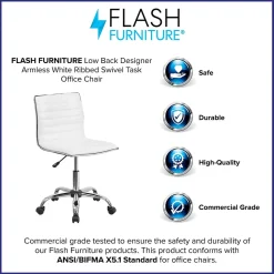 Flash Furniture Office Chairs<Alan Armless Vinyl Swivel Low Back Task Office Chair, White/Chrome (DS512BWH)