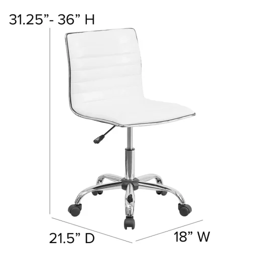 Flash Furniture Office Chairs<Alan Armless Vinyl Swivel Low Back Task Office Chair, White/Chrome (DS512BWH)