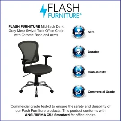 Flash Furniture Office Chairs<Alfred Ergonomic Mesh Swivel Mid-Back Task Office Chair, Dark Gray (H8369FDKGY)