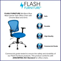 Flash Furniture Office Chairs<Alfred Ergonomic Mesh Swivel Mid-Back Task Office Chair, Blue (H8369FBL)