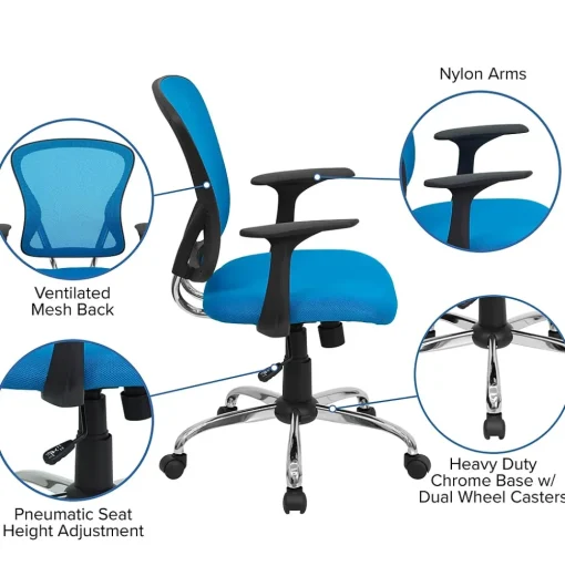 Flash Furniture Office Chairs<Alfred Ergonomic Mesh Swivel Mid-Back Task Office Chair, Blue (H8369FBL)