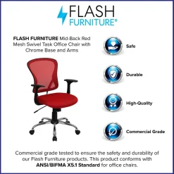 Flash Furniture Office Chairs<Alfred Ergonomic Mesh Swivel Mid-Back Task Office Chair, Red (H8369FRED)