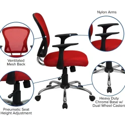 Flash Furniture Office Chairs<Alfred Ergonomic Mesh Swivel Mid-Back Task Office Chair, Red (H8369FRED)