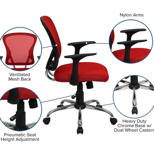 Flash Furniture Office Chairs<Alfred Ergonomic Mesh Swivel Mid-Back Task Office Chair, Red (H8369FRED)