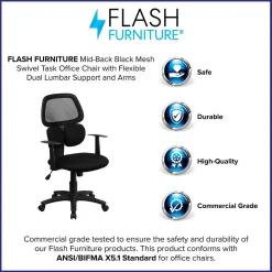 Flash Furniture Office Chairs<Ariel Ergonomic Mesh Swivel Mid-Back Task Office Chair, Black (BT2755BK)