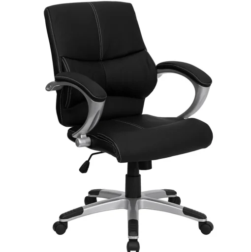 Flash Furniture Office Chairs<Bodie LeatherSoft Swivel Mid-Back Manager's Office Chair, Black (H9637L2MID)
