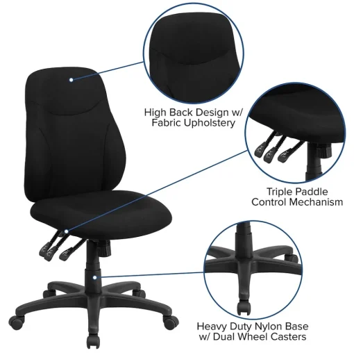 Flash Furniture Office Chairs<Brandy Armless Ergonomic Fabric Swivel Mid-Back Task Office Chair, Black (BT90297M)
