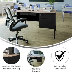 Flash Furniture Office Desks<Cambridge 48"W Single Pedestal Desk, (GCMBLK173WOK)