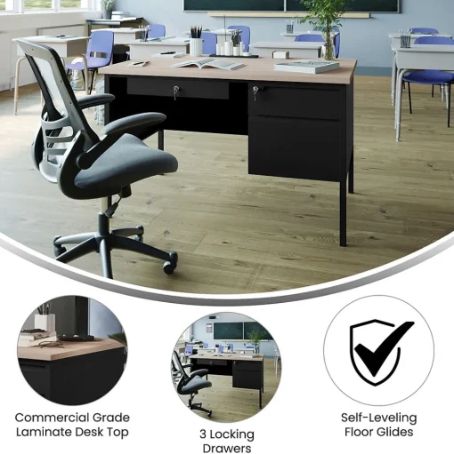 Flash Furniture Office Desks<Cambridge 48"W Single Pedestal Desk, (GCMBLK173WOK)