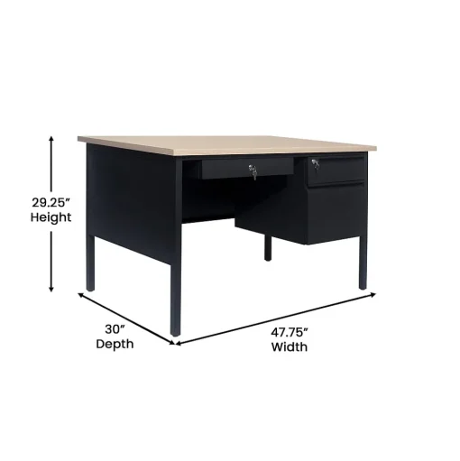 Flash Furniture Office Desks<Cambridge 48"W Single Pedestal Desk, (GCMBLK173WOK)