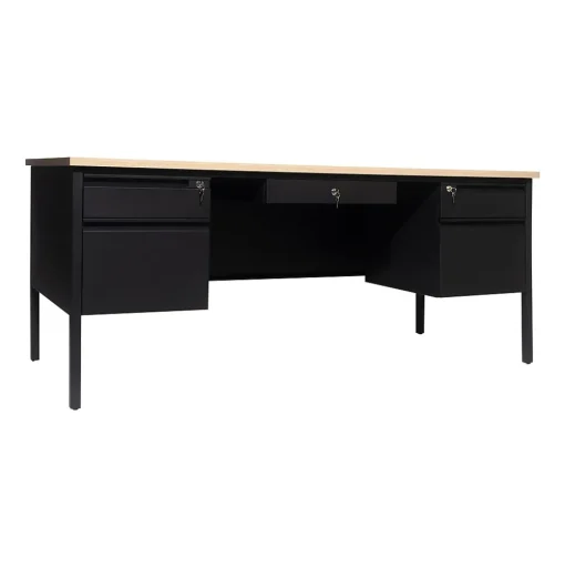 Flash Furniture Office Desks<Cambridge 70"W Double Pedestal Desk, (GCMBLK180WOK)