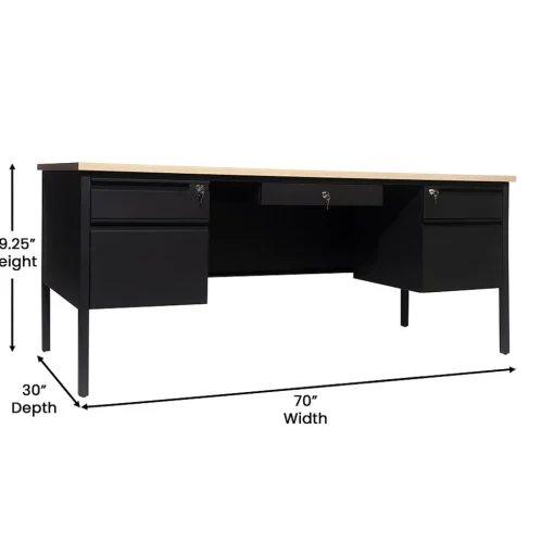 Flash Furniture Office Desks<Cambridge 70"W Double Pedestal Desk, (GCMBLK180WOK)