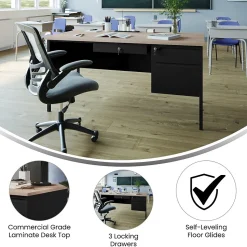 Flash Furniture Office Desks<Cambridge 60"W Single Pedestal Desk, (GCMBLK175WOK)